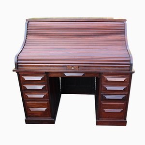 Mahogany Roll Top Desk with Fielded Panels, 1900s