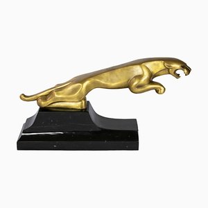 Jaguar Sculpture in Bronze on Marble Base from J. B. Deposee Paris
