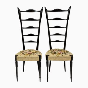 Mid-Century Modern Chiavari Style Chairs with High Back by Gio Ponti, Italy, 1950s, Set of 2