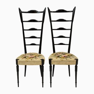 Set of Mid-Century Modern Chiavari Style Chairs with High Back by Gio Ponti, Italy, 1950s