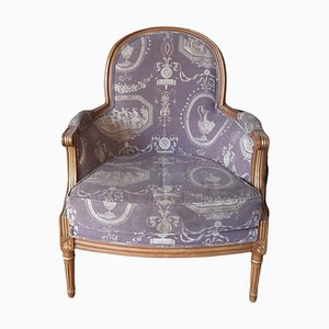 Louis XV Style Bergere Armchair in Floral Fabric