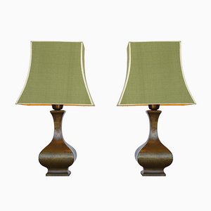 Chinoiserie Brass Table Lamps, 1950s, Set of 2