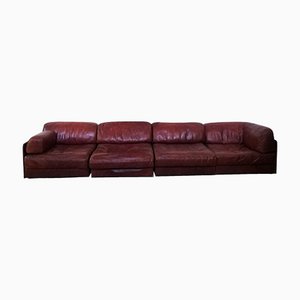 Italian Leather DS 76 Modular Sofa Bed from De Sede, Set of 5