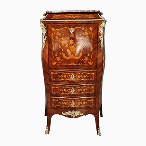 Louis XV Secretaire in Marquetry Wood, 1850s