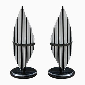 Lampade da tavolo minimaliste in vetro e metallo di Gaetano Sciolari per Sciolari, anni '70, set di 2