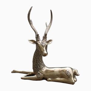 Escultura de ciervo de latón macizo, años 50