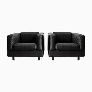 Butacas de cuero de Zanotta, Italia, años 80. Juego de 2