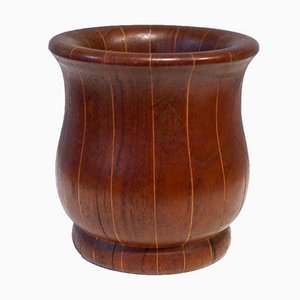 Pencil Pot in Solid Teak and Oak Inlay, Denmark, 1950s