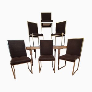 Italian Branded Steel Chairs in the Style of Renato Zevi, 1970s, Set of 6