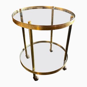 Mid-Century Modern Brass and Heavy Glass Italian Bar Cart from Fontana Arte, 1960s