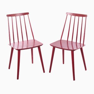 Vintage Scandinavian Wooden Kitchen Chairs, 1960s, Set of 2