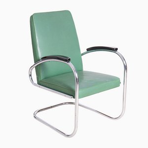 Bauhaus RS7 Cantilever Chair with Green Leather from Mauser Waldeck, 1950s