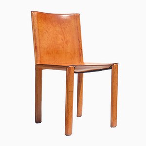 Italian Cognac Leather Design Chair, 1970s