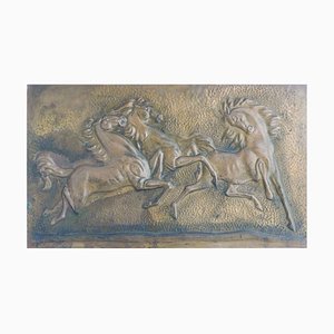 Panel de pared con forma de caballo Mid-Century de cobre en relieve, años 50