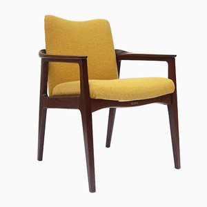 Mid Century Teak Armchair with Yellow Upholstery by Sigvard Bernadotte for France and Son, 1960s