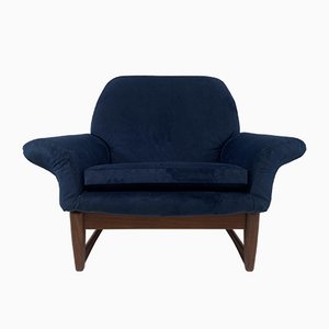 Deep Blue Velvet Carmen Lounge Chair by Toothill