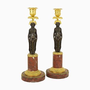 Empire Candleholders with Vestal Figures in the Style of Claude Galle, France, Early 1800s, Set of 2