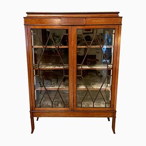 Large Antique Edwardian Inlaid Mahogany Display Cabinet