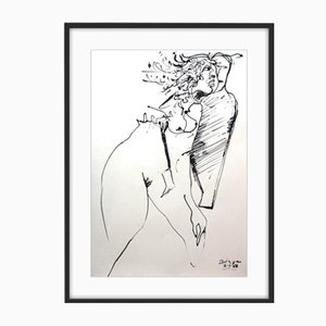 Leszek Rózga, Nude in Motion, 1988, Ink on Paper