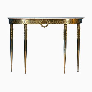 Mid Century Italian Oval Shaped Brass Console Table, 1950