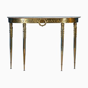 Table Console Mid-Century Ovale en Laiton, Italie, 1950