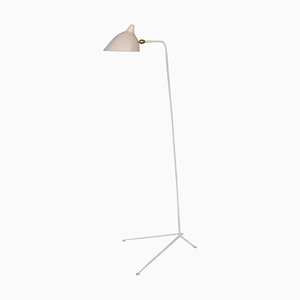 Lámpara de pie Mid-Century moderna en blanco con un brazo de Serge Mouille