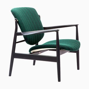 France Chair in Wood with Green Upholstery by Finn Juhl