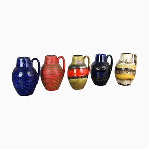 German Fat Lava Ceramic 414-16 Vases from Scheurich, Set of 5
