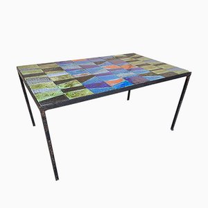 French Ceramic Enameled Coffee Table, 1950s
