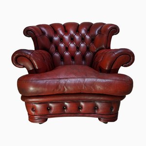 Vintage English Leather Dellbrook Chesterfield Club Chair