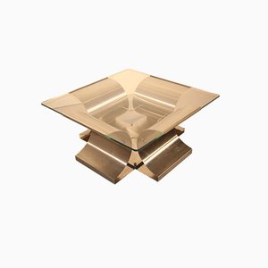 Tavolino da caffè in acciaio e vetro di Francois Monnet, Francia, anni '70