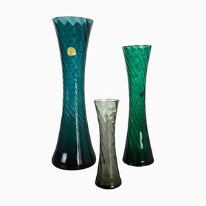 Vases en Verre de Cristal Soufflé à la Main par Alfred Taube, Allemagne, 1960s, Set de 3