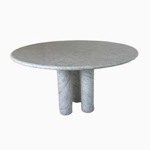 Vintage Marble Round Dining Table in the Style of Mario Bellini, 1970s