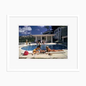 Slim Aarons, Poolside Backgammon, Print on Photo Paper, Framed