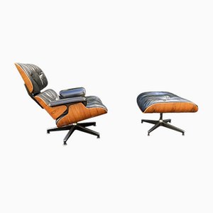 Eames Lounge Chair and Ottoman in Santos Rosewood by Charles & Ray Eames for Herman Miller, Set of 2