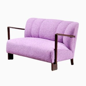 Italienisches Mid-Century Sofa aus violetter Bouclé Wolle, 1950er