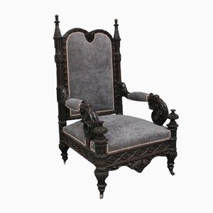 Fauteuil Style Gothique Sculpté, 19ème Siècle