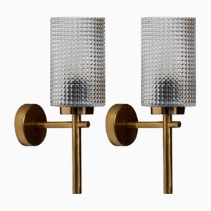 Swedish Brass Wall Lights Sconces by Carl Fagerlund for Orrefors, 1960s, Set of 2