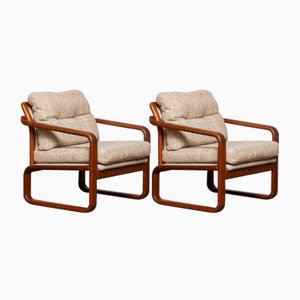 Danish Teak with Wool Cushions Lounge Easy Chair by HS Design, 1980s, Set of 2