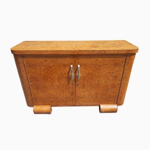 Art Deco Tuia Root with Chrome and Brass Handles Como Chest of Drawers, 1930s