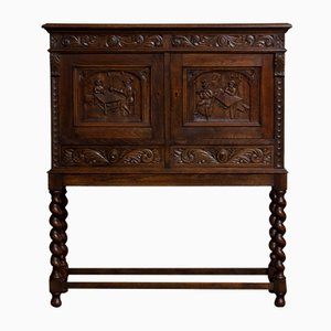Antique North European Carved Dry Bar Drinks Cabinet, 1920s