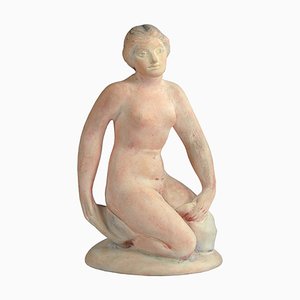Czech Pottery Girl Figurine, 1950s