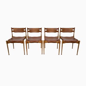 German Montreal Leather Stacking Dining Chairs by Frei Otto, 1967, Set of 4