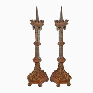 Kerzenständer aus Bronze, 19. Jh., 2er Set
