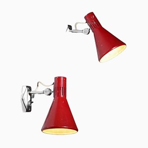 Italian Red Lacquered Sconces from Stilnovo, 1960s, Set of 2