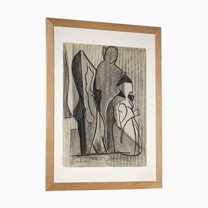 Marceau Constantin, Kohlezeichnung auf Ingres Papier