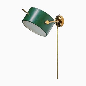French Dark Green Wall Lamp in the Style of Mathieu Mategot from Lunel