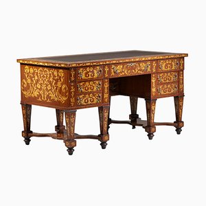 Mazarin Style Desk in Solid Wood and Floral Marquetry