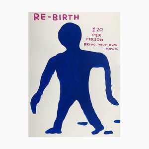 David Shrigley, Untitled (Re-Birth), 2020, Acrylic on Paper, Framed