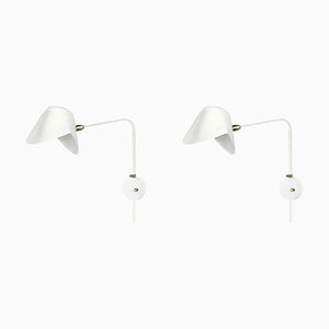 Modern White Anthony Wall Lamps by Serge Mouille, Set of 2